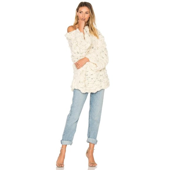 For Love & Lemons Mademoiselle Popover Sweater Creme - Picture 2 of 10